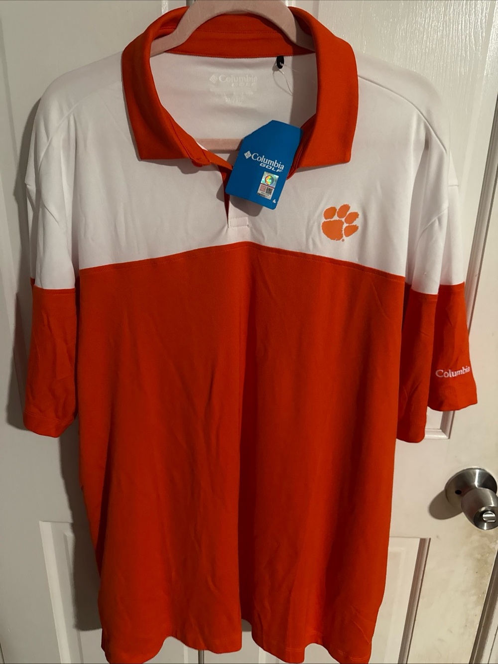 Columbia Two-Tone Golf Polo in Orange and White